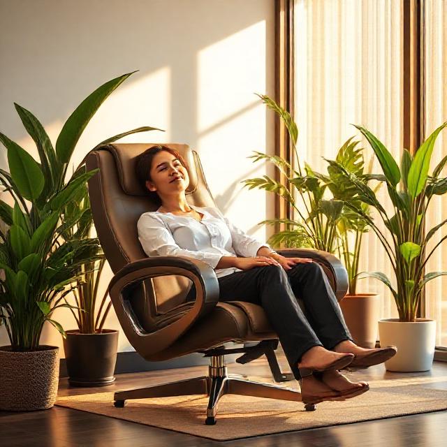 Corporate on-site chair shiatsu in a calm workspace